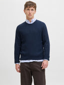 JJEEMIL KNIT CABLE CREW NECK N OOS 12278785