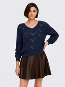 JDYBADUT L/S V-NECK STRUC GLIT T PULL KNT 15302387