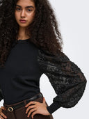 ONLGLOW LS WOVEN MIX O-NECK KN T 15382123