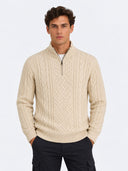 JPRBLUCALLUM CABLE KNIT HALF Z IP 12299947