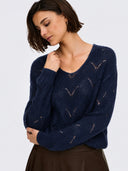 JDYBADUT L/S V-NECK STRUC GLIT T PULL KNT 15302387
